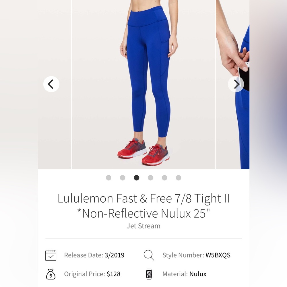 Lululemon Fast and Free 25” high rise leggings in Jet Stream